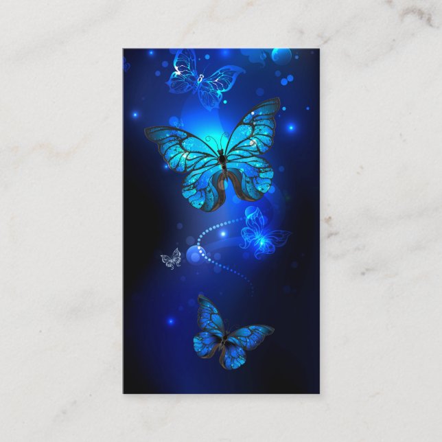 Tarjeta De Presentación Mariposa morfo en el fondo oscuro (Anverso)
