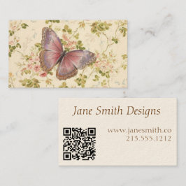 Tarjeta De Presentación Mariposa y Vinas Shabby Chic Código QR