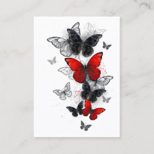 Tarjeta De Presentación Mariposas Morpho voladoras negras y rojas