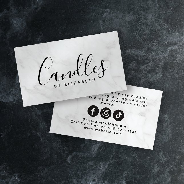 Tarjeta De Presentación Mármol Script Candaker (Subido por el creador)