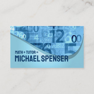 Tarjeta de presentación Math Tutor Blue Numbers