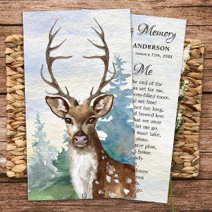 Tarjeta De Presentación Memorial Poem Woodland Deer Funeral Prayer Card