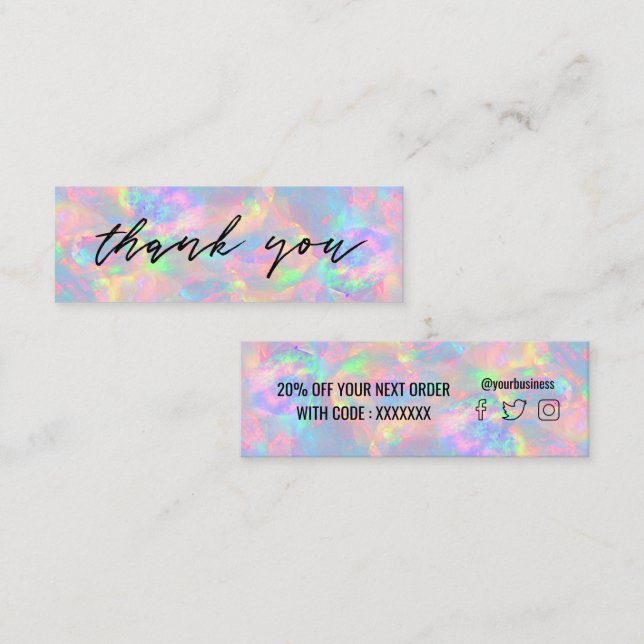 tarjeta de presentación mini con fondo de opal pas (Anverso / Reverso)