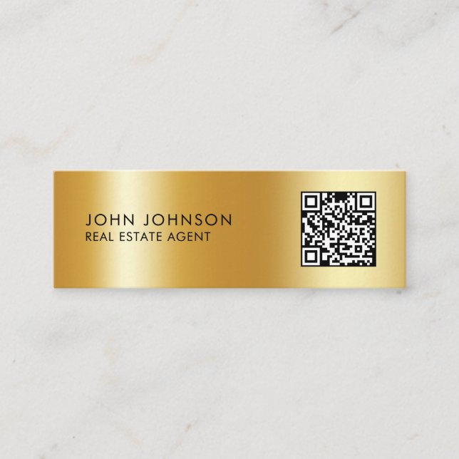 Tarjeta de presentación mini moderna con código QR (Anverso)