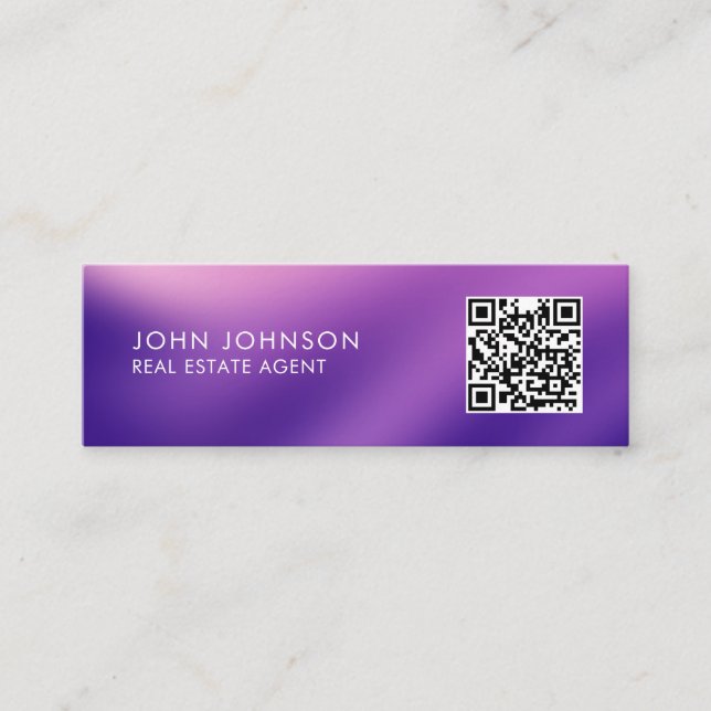 Tarjeta de presentación mini moderna con código QR (Anverso)