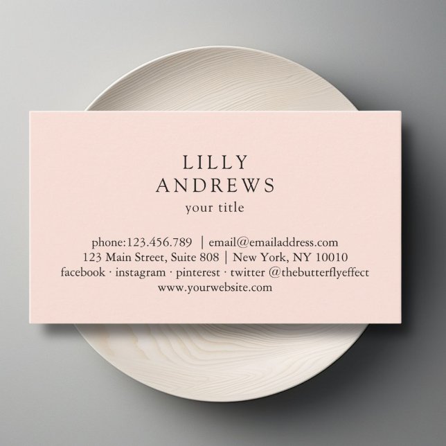 Tarjeta de presentación Mínima para Tarjetas de vi (Peach Minimal Business Card Business Card)