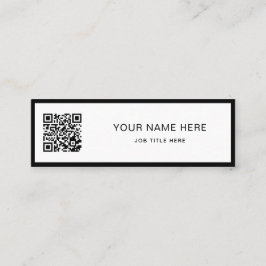 Tarjeta De Presentación Minimalist Black Script QR White Calling Card