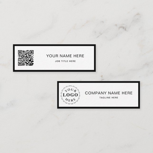 Tarjeta De Presentación Minimalist Black Script QR White Calling Card (Anverso / Reverso)
