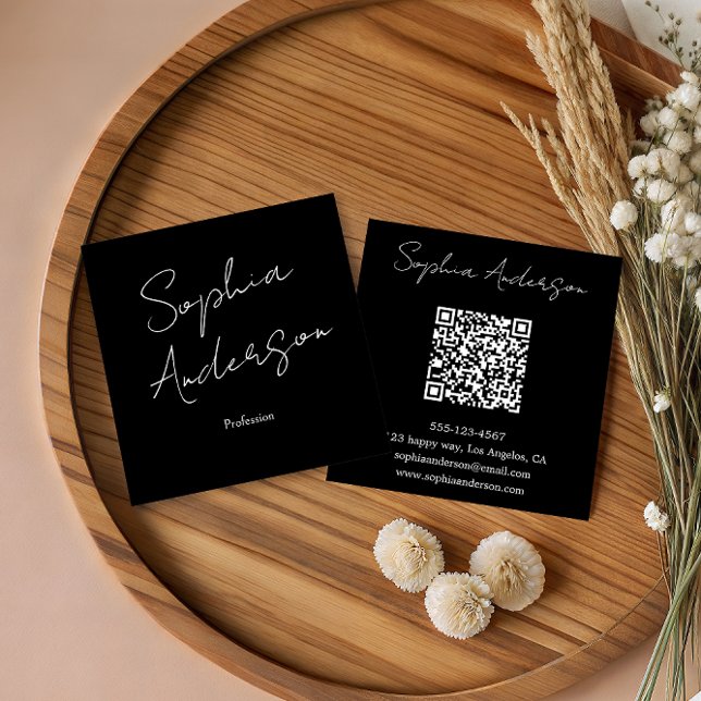 Tarjeta De Presentación Minimalist Black & White Qr Code Square Business (Subido por el creador)