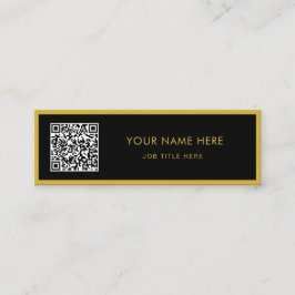 Tarjeta De Presentación Minimalist M Gold Black Script QR White