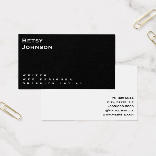 Tarjeta de presentación minimalista en blanco y ne (Oficina)