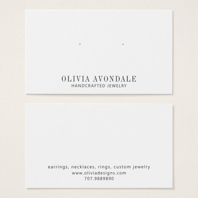 Tarjeta de presentación minimalista para aretes de (Anverso y reverso)