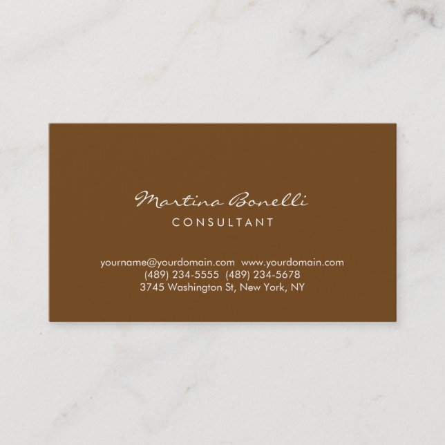 Tarjeta de presentación Minimalista Sepia Reddish  (Anverso)