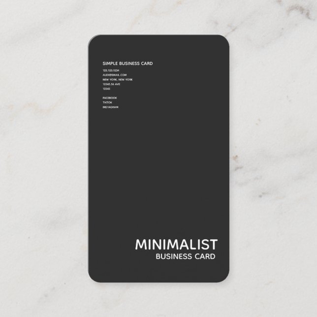 Tarjeta de presentación Minimalista vertical para  (Anverso)