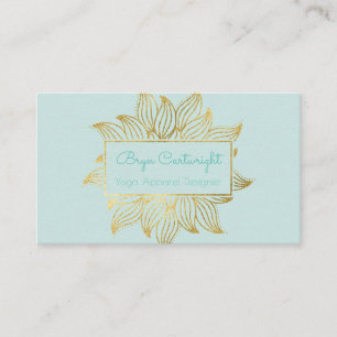 Tarjeta de presentación Mint Green Gold Lotus Mand