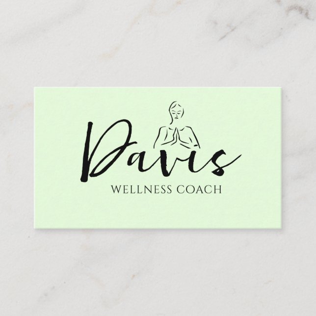 Tarjeta de presentación Mint Green Wellness Coach (Anverso)
