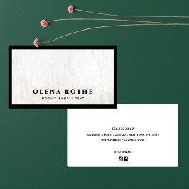 Tarjeta De Presentación Moda Black Border White Wood Profesional