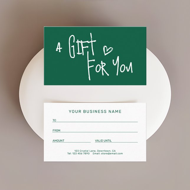 Tarjeta De Presentación Modern Dark Green Promotional Gift Cards (Subido por el creador)