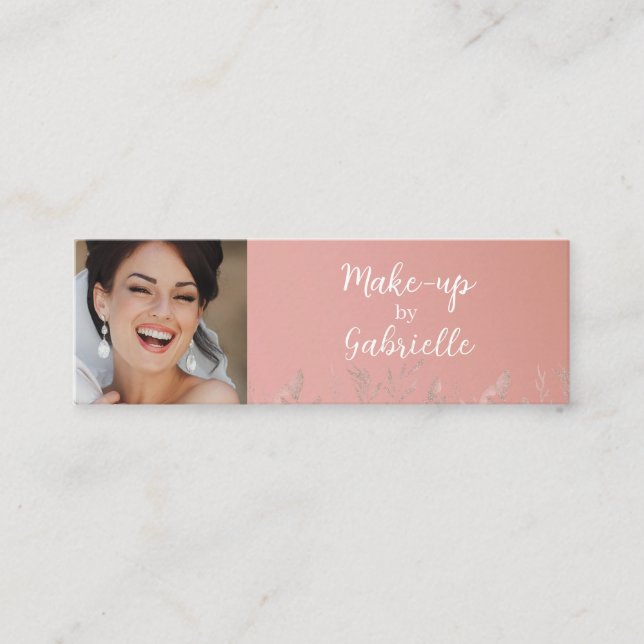 Tarjeta De Presentación Modern Dusty Rose Botanical Photo Script QR Code  (Anverso)