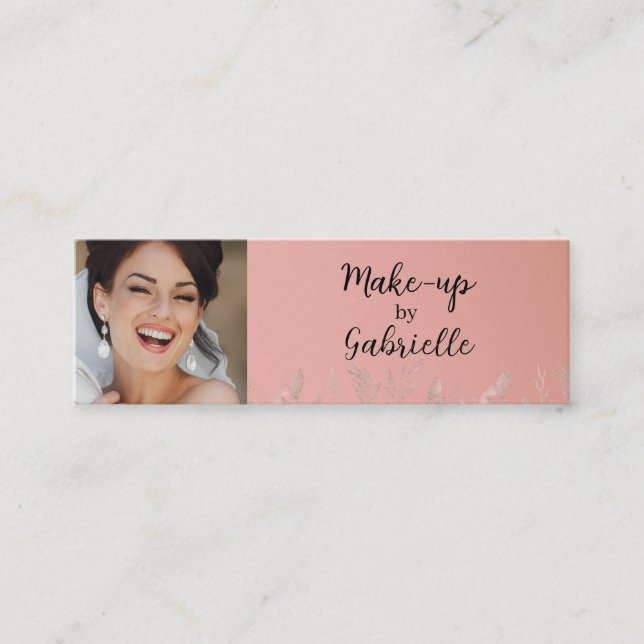 Tarjeta De Presentación Modern Dusty Rose Botanical Photo Script QR Code  (Anverso)