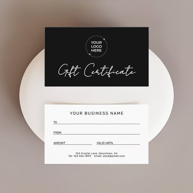 Tarjeta De Presentación Modern Gift Certificate | Logo Business Name (Subido por el creador)