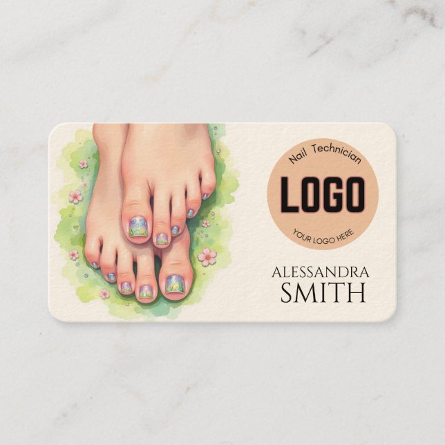 Tarjeta De Presentación Modern Simple Professional Business Nail Tech Card (Anverso)