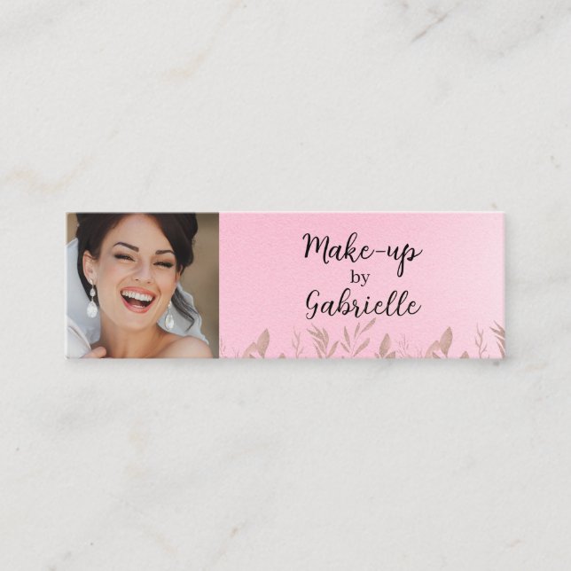 Tarjeta De Presentación Modern Soft Pink Botanical Photo Script QR Code  (Anverso)