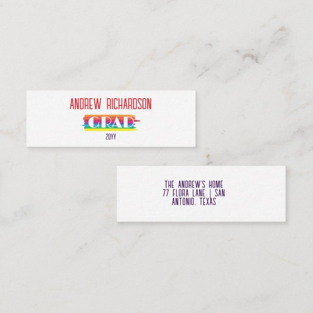 Tarjeta De Presentación Modern Stripe Graduation name  (Anverso / Reverso)