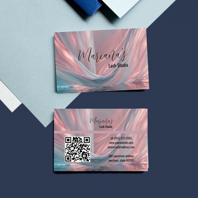 Tarjeta de presentación moderna con Rosa Gold Blue (Subido por el creador)