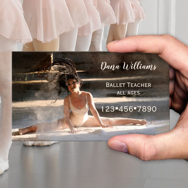 Tarjeta de presentación moderna de Ballet Dance (Elegant business card for a dance teacher, ballet teacher, dance school or studio)