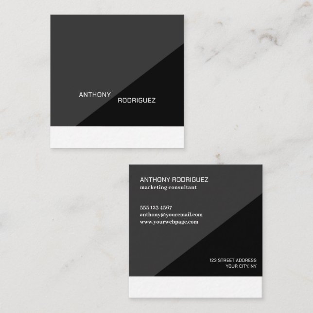 Tarjeta de presentación moderna de Black Square (Anverso / Reverso)