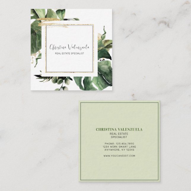 Tarjeta de presentación moderna de Gold Trim Botan (Anverso / Reverso)