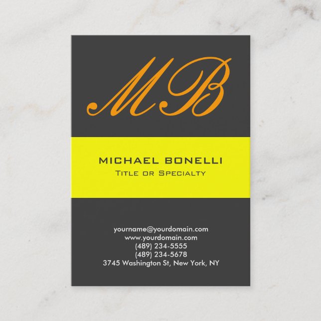 Tarjeta de presentación moderna de naranja amarill (Anverso)