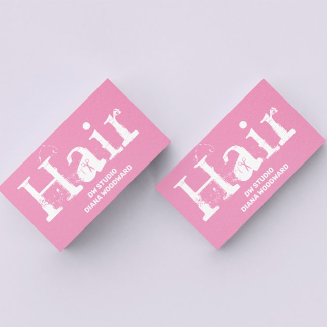 Tarjeta de presentación moderna de peluquería rosa (Subido por el creador)