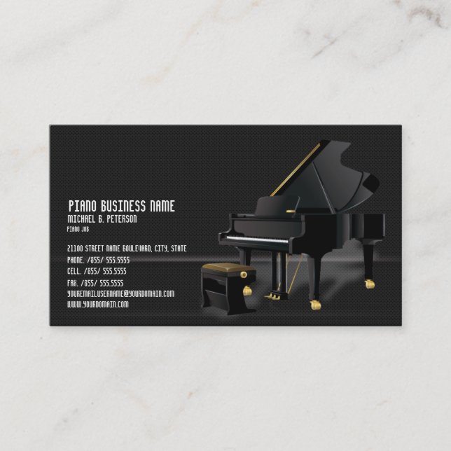 Tarjeta de presentación moderna de piano negro* (Anverso)