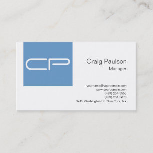 Tarjeta de presentación moderna en monograma azul