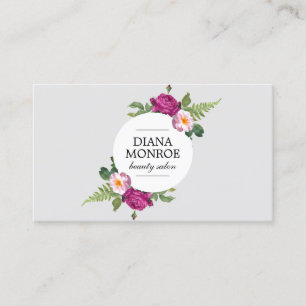 Tarjeta de presentación moderna Floral Wreath Gray