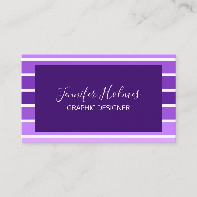 Tarjeta de presentación Moderna Minimal Purple Whi (Anverso)