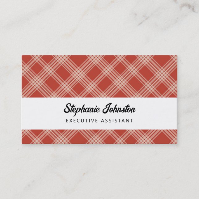 Tarjeta De Presentación Moderna Moda simple rojo blanco plateado personal (Anverso)