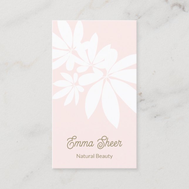 Tarjeta de presentación moderna Rubor Pink Leaves  (Anverso)