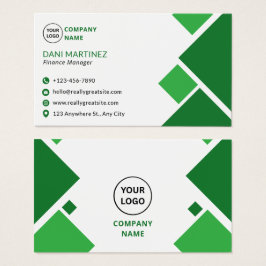 Tarjeta de presentación moderna verde y blanca