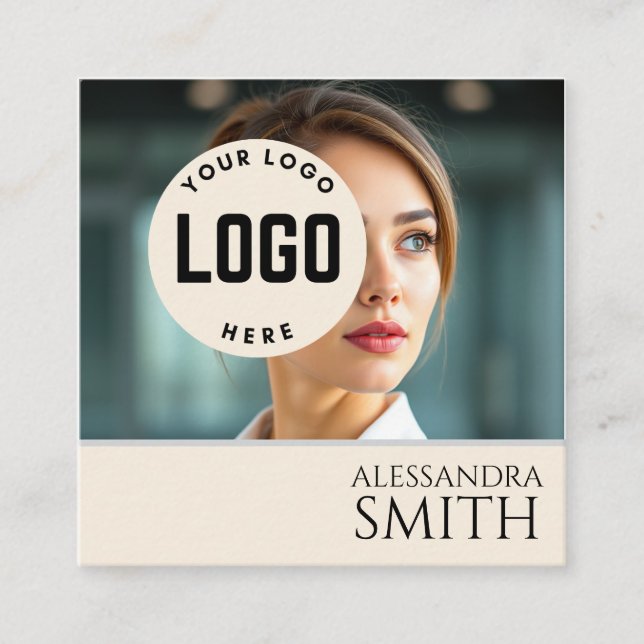 Tarjeta De Presentación Moderno y simple plaza de fotos de negocios profes (Anverso)