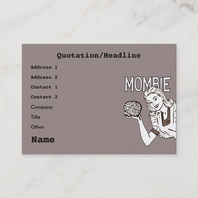 Tarjeta De Presentación Mombie Retro Zombie (Anverso)