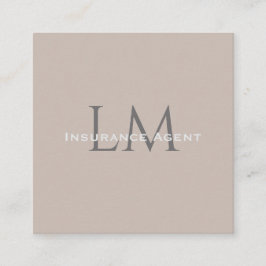 Tarjeta De Presentación Monogram Square Classic Taupe Business Card
