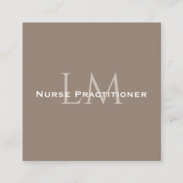 Tarjeta De Presentación Monogram Square Dark Taupe Business Card