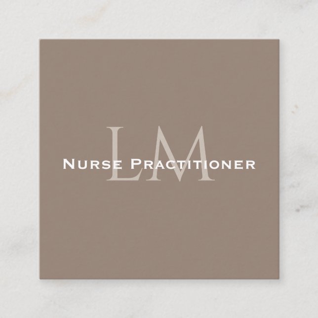 Tarjeta De Presentación Monogram Square Dark Taupe Business Card (Anverso)