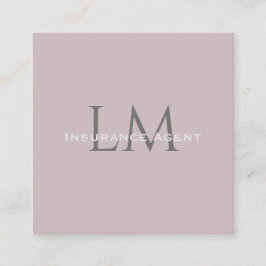 Tarjeta De Presentación Monogram Square Rose Taupe Business Card
