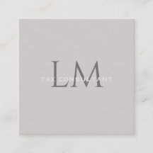 Monogram Square Taupe Gray Business Card