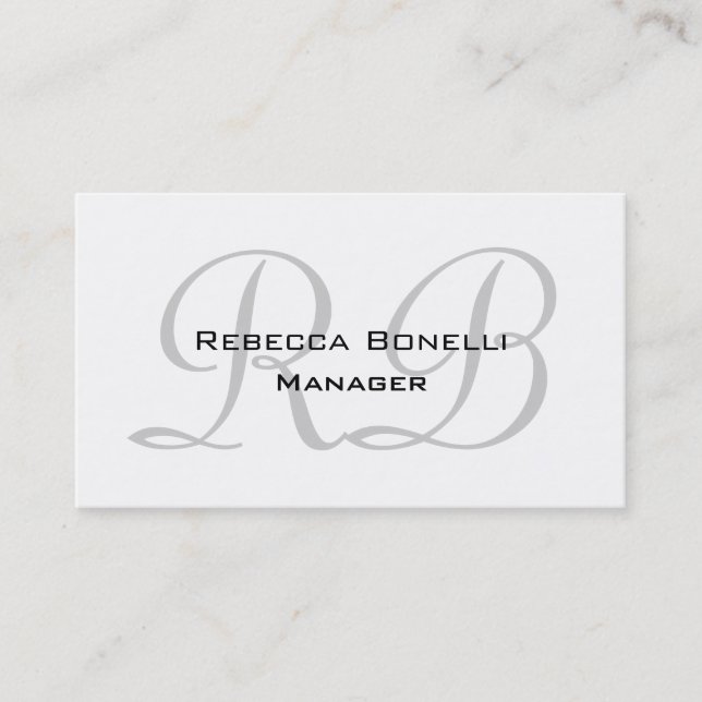 Tarjeta de presentación Monograma de Guión Blanco  (Anverso)