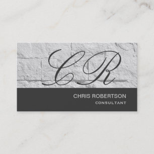Tarjeta de presentación Monograma Gray Wall Brick 